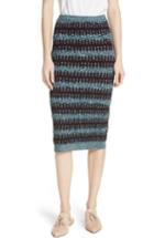 Women's Carven Stripe Merino Wool & Cotton Skirt - Blue