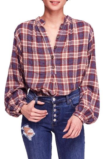 Women's Free People Northern Bound Plaid Shirt - Red
