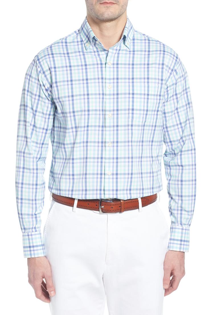Men's Peter Millar Jardine Check Performance Sport Shirt - Blue
