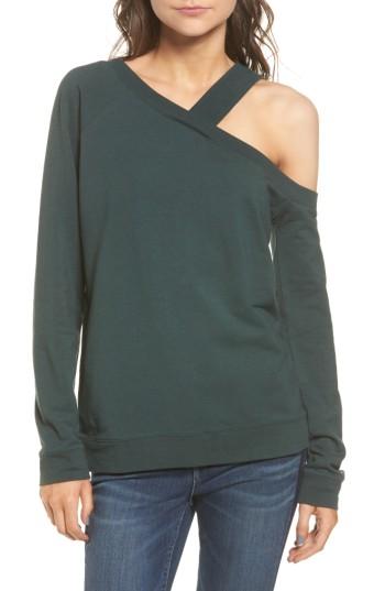 Women's Treasure & Bond Asymmetrical Sweatshirt, Size - Green