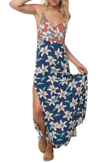 Women's O'neill Greta Floral Print Maxi Dress - Blue