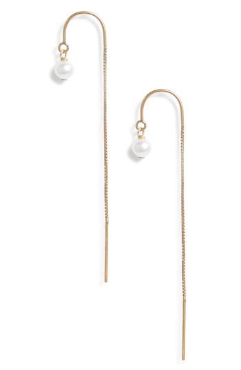 Women's Poppy Finch Tiny Pearl Threader Earrings