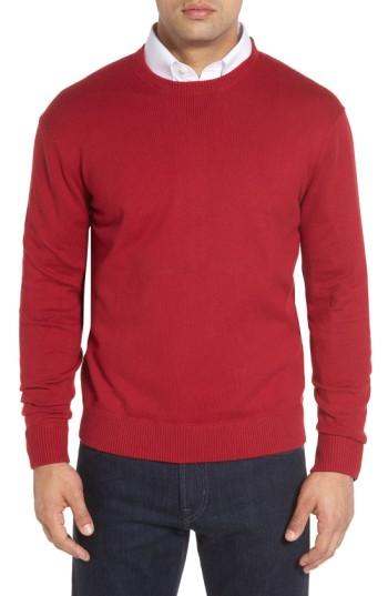 Men's Robert Talbott 'jersey Sport' Cotton Blend Crewneck Sweater, Size - Burgundy