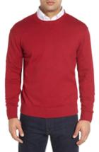 Men's Robert Talbott 'jersey Sport' Cotton Blend Crewneck Sweater, Size - Burgundy