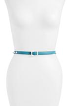 Women's Valentino Garavani Rockstud Skinny Calfskin Leather Belt - Cerulean