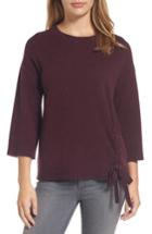 Women's Halogen Side Tie Wool And Cashmere Sweater, Size - Burgundy