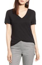 Petite Women's Halogen V-neck Tunic Tee, Size P - Black