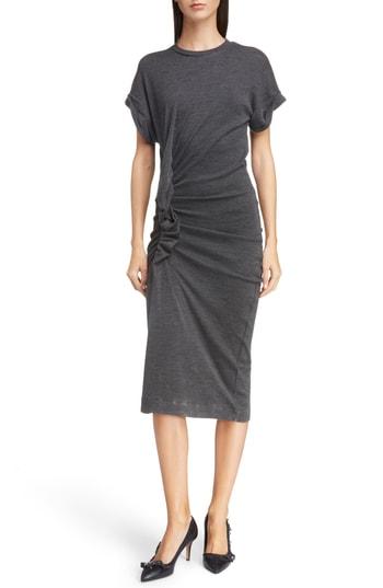 Women's Isabel Marant Etoile Jisa Gathered Wool Midi Dress Us / 34 Fr - Grey