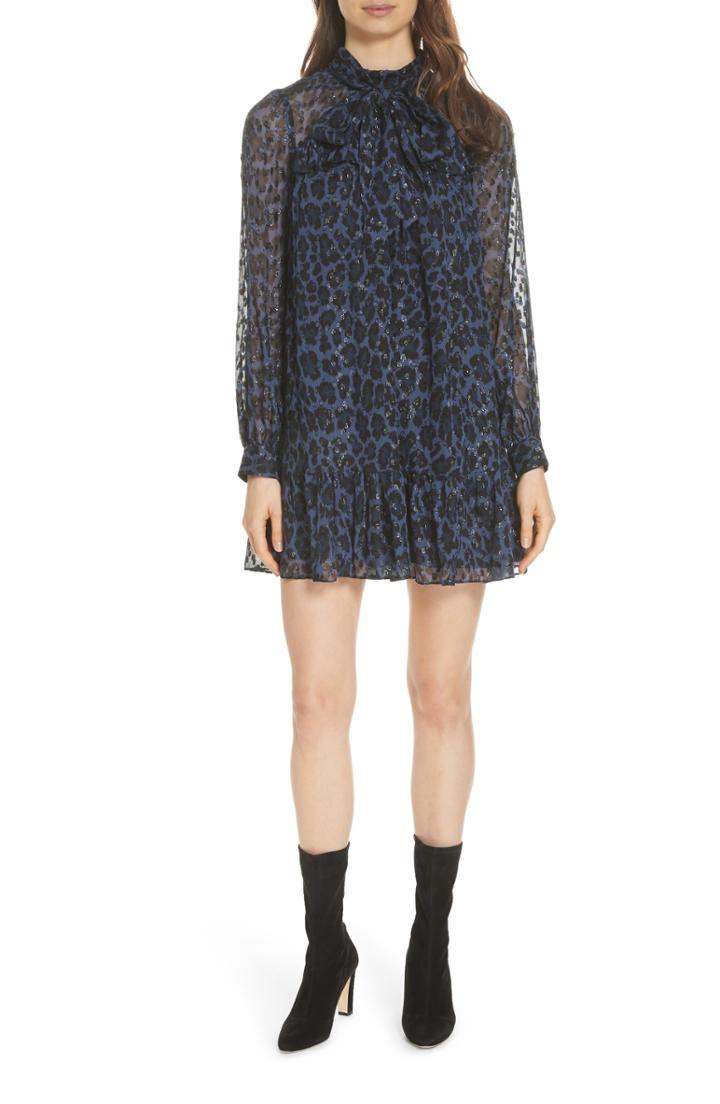 Women's Kate Spade New York Leopard Clip Dot Minidress - Blue