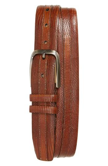 Men's Mezlan Lizard Leather Belt - Honey