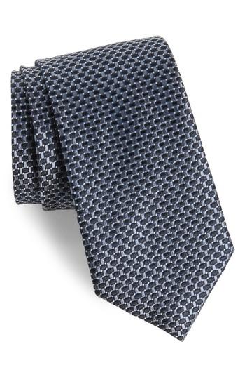 Men's Nordstrom Men's Shop Basketweave Silk Tie, Size X-long - Black