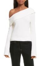 Women's Theory One-shoulder Foldover Sweater, Size - White