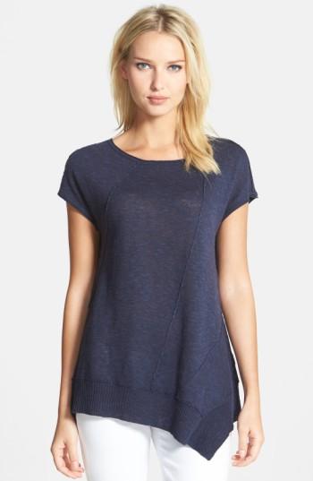 Women's Eileen Fisher Cap Sleeve Organic Linen & Cotton Scoop Neck Top