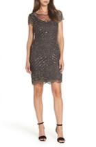 Women's Pisarro Nights Beaded Illusion Yoke Sheath Dress - Grey