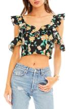 Women's Astr The Label Thea Linen Blend Top - Black