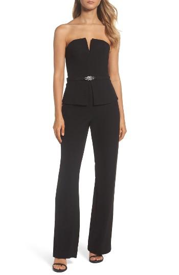 Women's Vince Camuto Strapless Peplum Jumpsuit - Black