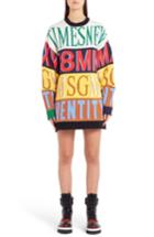 Women's Msgm Colorblock Mixed Font Sweater - Black