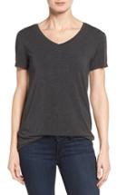 Petite Women's Halogen Modal Jersey V-neck Tee, Size P - Grey