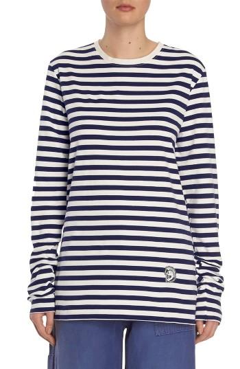 Women's Burberry Breton Stripe Cotton Tee