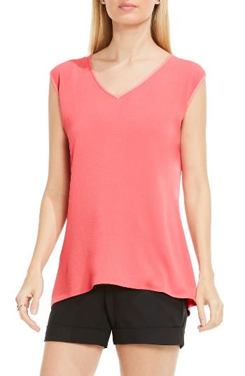 Women's Vince Camuto Mixed Media Top, Size - Coral