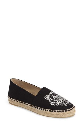 Women's Kenzo Tiger Embroidered Espadrille Us / 37eu - Black