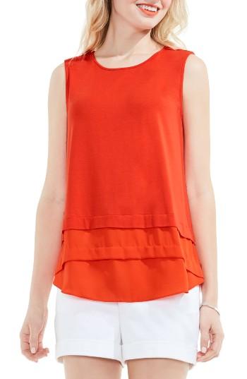 Women's Vince Camuto Tiered Mixed Media Top - Red