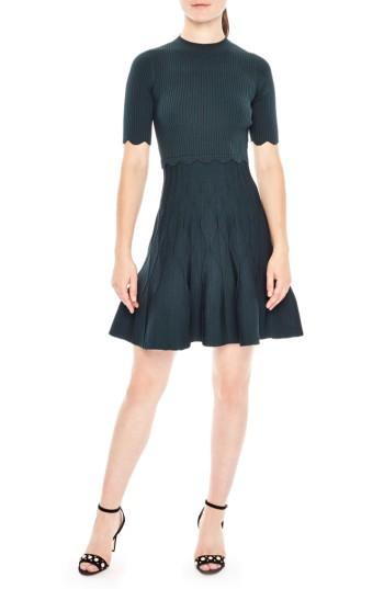 Women's Sandro Fit & Flare Knit Dress - Green