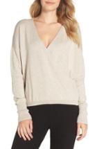 Women's Nordstrom Lingerie Surplice Front Sweater, Size - Beige