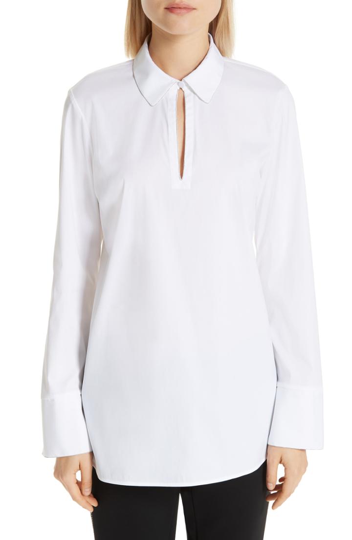 Women's Lafayette 148 New York Agatha Keyhole Blouse - White