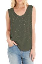 Women's Michael Stars Destroyed Muscle Tee, Size - Green