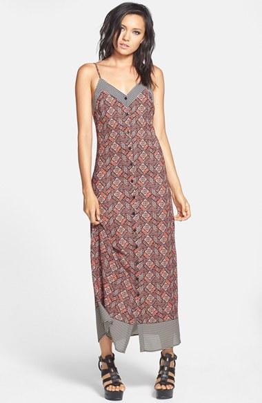 Astr Button Front Maxi Slipdress