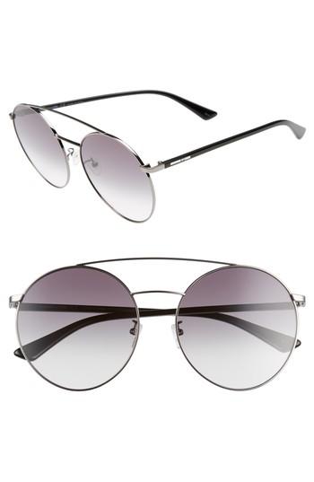 Women's Mcq Alexander Mcqueen 61mm Round Aviator Sunglasses - Black