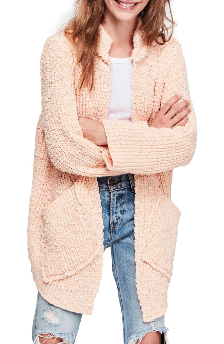 Women's Free People Waterfront Cardigan - Coral