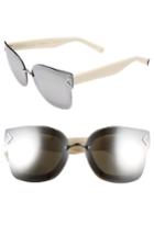 Women's Kendall + Kylie Priscilla 65mm Butterfly Sunglasses - Silver/ Black/ Snow Leopard