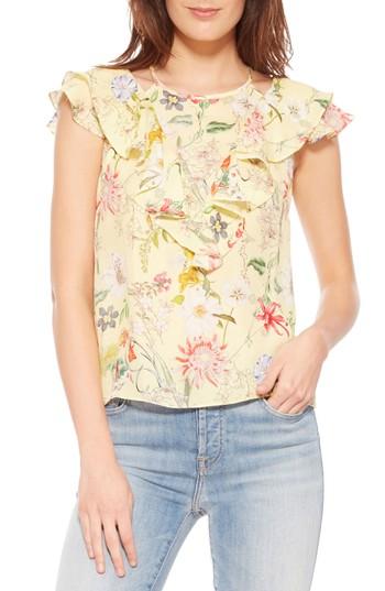 Women's Parker Terry Floral Silk Top - Yellow