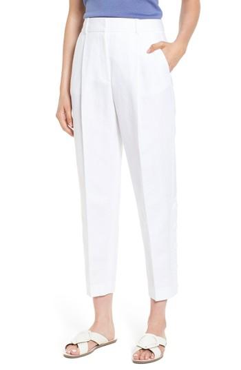 Women's Lewit Button Side Crop Linen Blend Pants - White