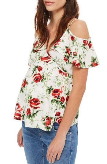 Women's Topshop Floral Wrap Maternity Blouse