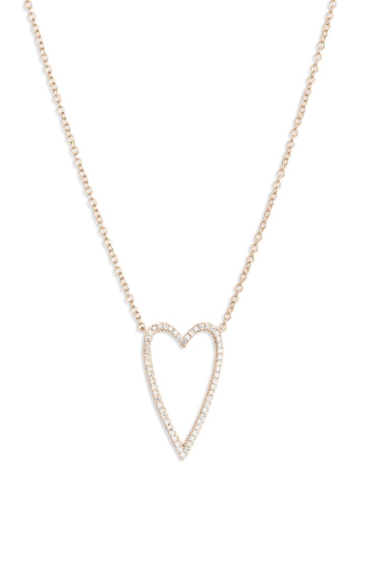 Women's Bony Levy Large Diamond Open Heart Pendant Necklace (nordstrom Exclusive)
