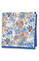 Men's David Donahue Floral Cotton Pocket Square, Size - Orange