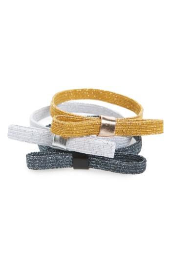 L. Erickson Set Of 3 Bow Ponytail Holders, Size - Metallic