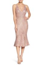 Women's Dress The Population Isabelle Plunge Neck Lace Trumpet Dress - Pink