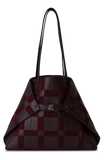 Akris Medium Ai Leather Shoulder Tote - Burgundy