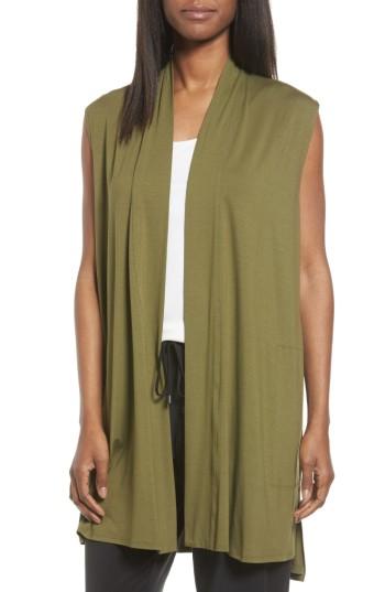 Women's Eilen Fisher Long Jersey Vest - Green