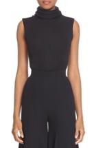 Women's Brandon Maxwell Bias Trim Collar Sleeveless Top - Black