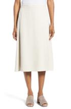 Women's Eileen Fisher Silk A-line Faux Wrap Skirt, Size - White