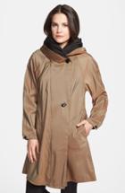 Women's Mycra Pac Designer Wear Reversible Pleat Hood Packable Travel Coat - Beige