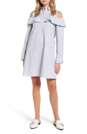 Women's Bp. Ruffle Cold Shoulder Dress, Size - Blue