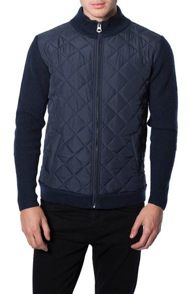 Men's 7 Diamonds 'gatti' Quilted Panel Lambswool Knit Jacket