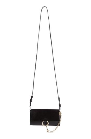 Women's Chloe Mini Faye Suede & Leather Wallet On A Chain - Black