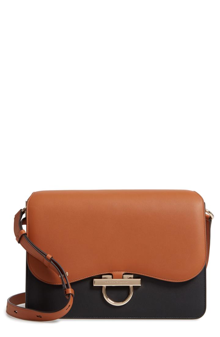 Salvatore Ferragamo Large Joanne Leather Shoulder Bag - Brown